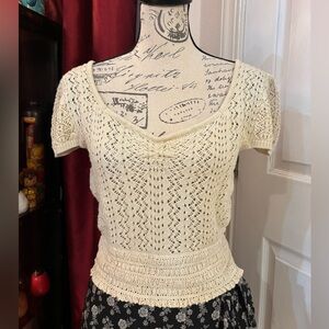 Stitch & Pine Crochet & Lace Short Sleeve Top